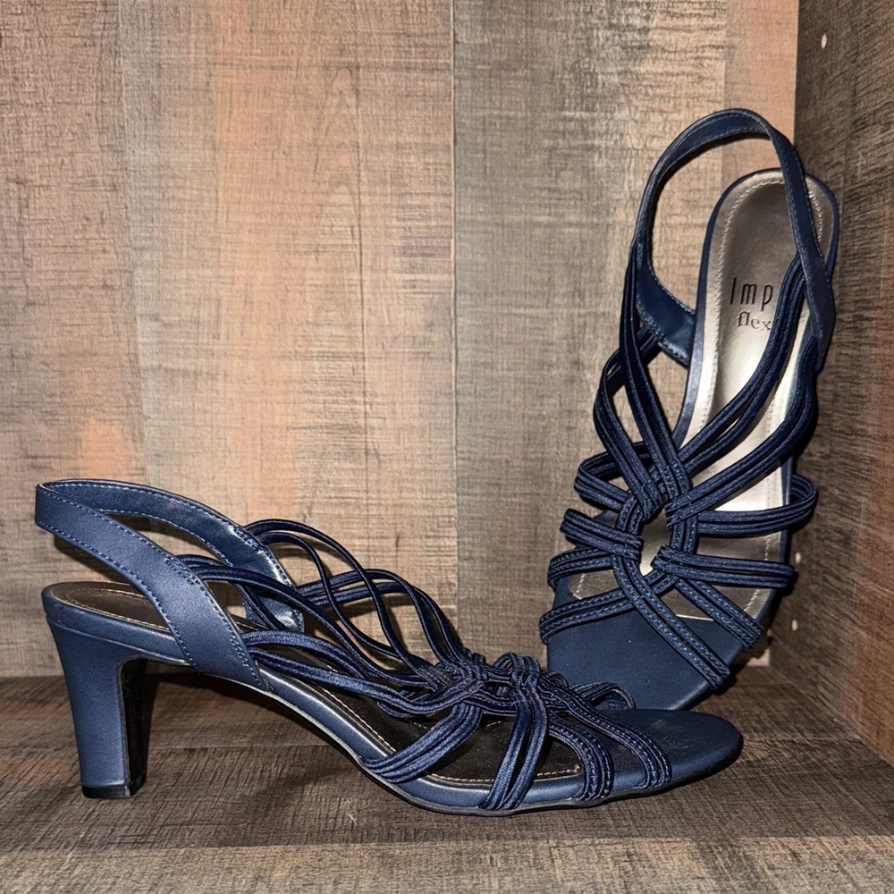 IMPO flex Women's Elegant Navy Strappy Heels-size 8.5